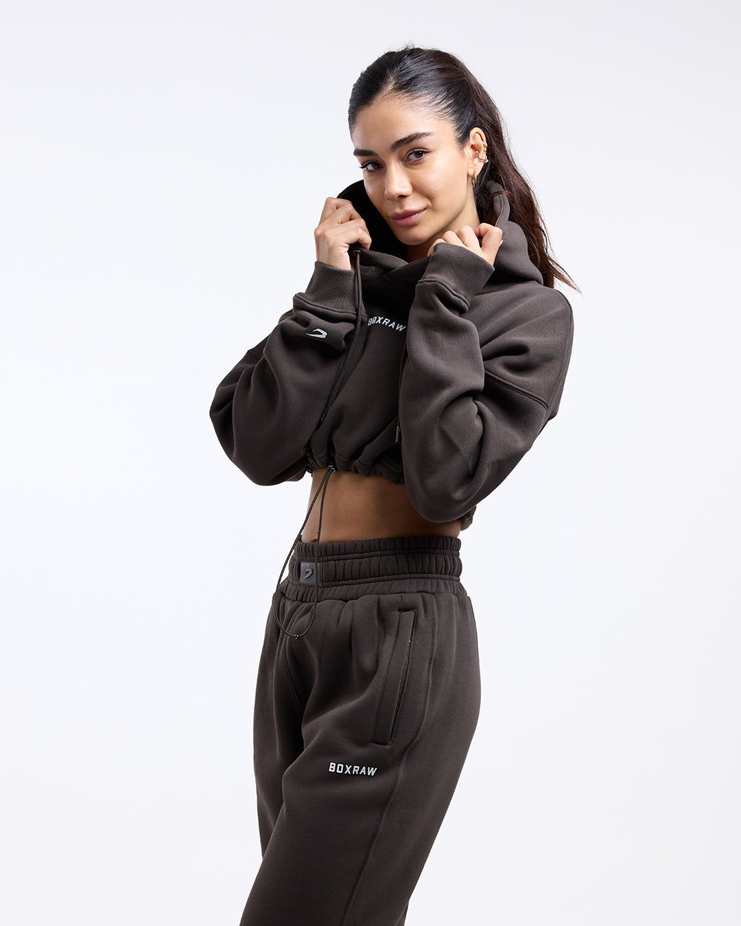 Women's Johnson Cropped Hoodie Mocha| BOXRAW