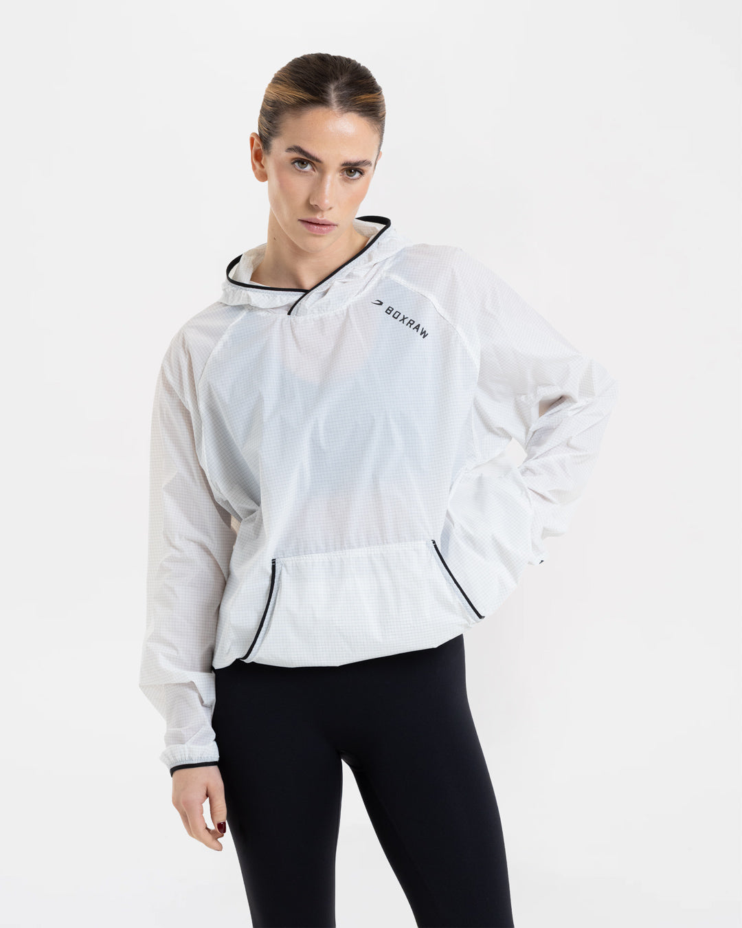 boxraw ジェナーロ・オーバーサイズ・ウィンドブレーカー・クルー Women's Genaro Oversized Windbreaker Hoodie - White | BOXRAW