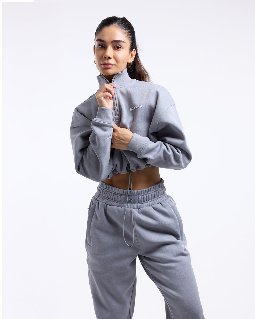 Women's Johnson Cropped 1/4 Zip - Grey | BOXRAW