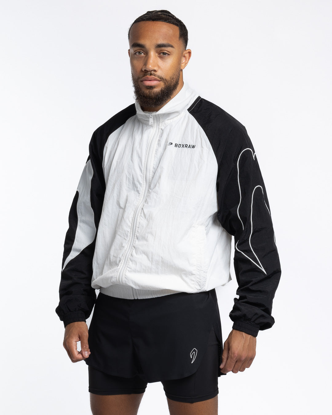 Black and white track jacket sale