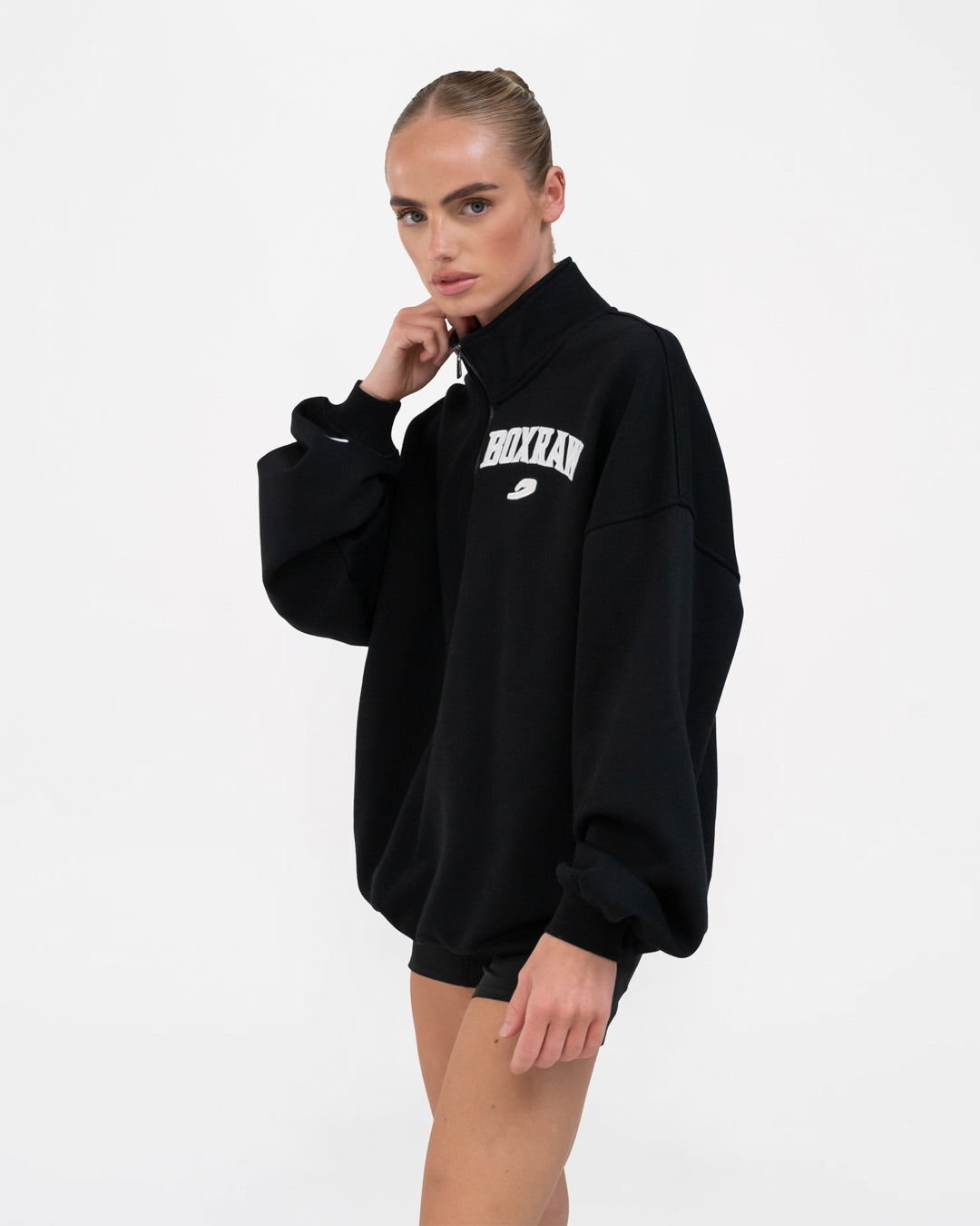 トップス ANDWANG Krirakira zip up black size:001 Women's East Street 1/4 Zip Sweatshirt - Black | BOXRAW
