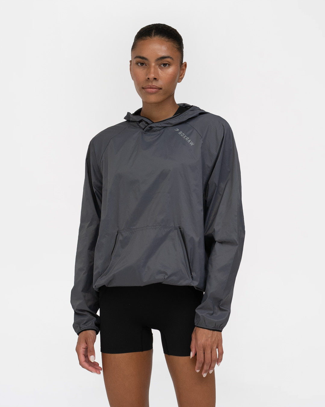 Women's Genaro Oversized Windbreaker Hoodie - Charcoal | BOXRAW