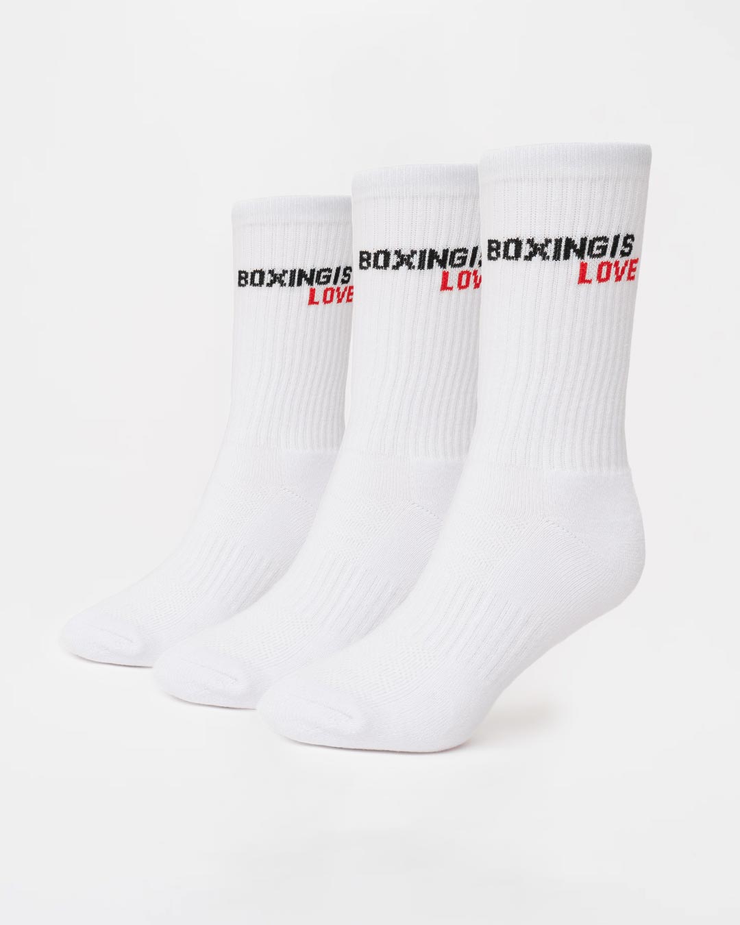 Boxing Is Love Crew Socks (3 Pairs) - White | BOXRAW
