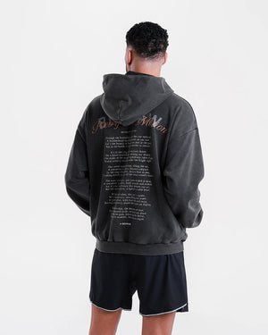 Poetry In Motion Oversized Hoodie - Washed Black