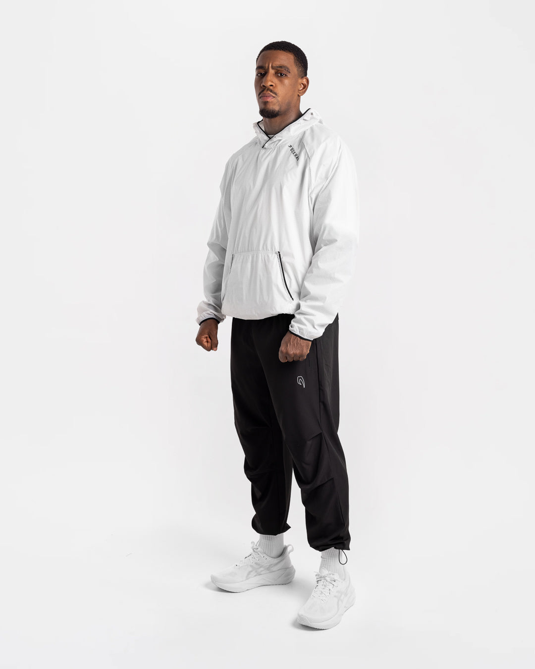 Genaro Oversized Windbreaker Hoodie - White | BOXRAW
