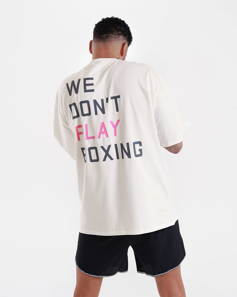 We Don't Play Boxing Oversized T-Shirt - White/Pink