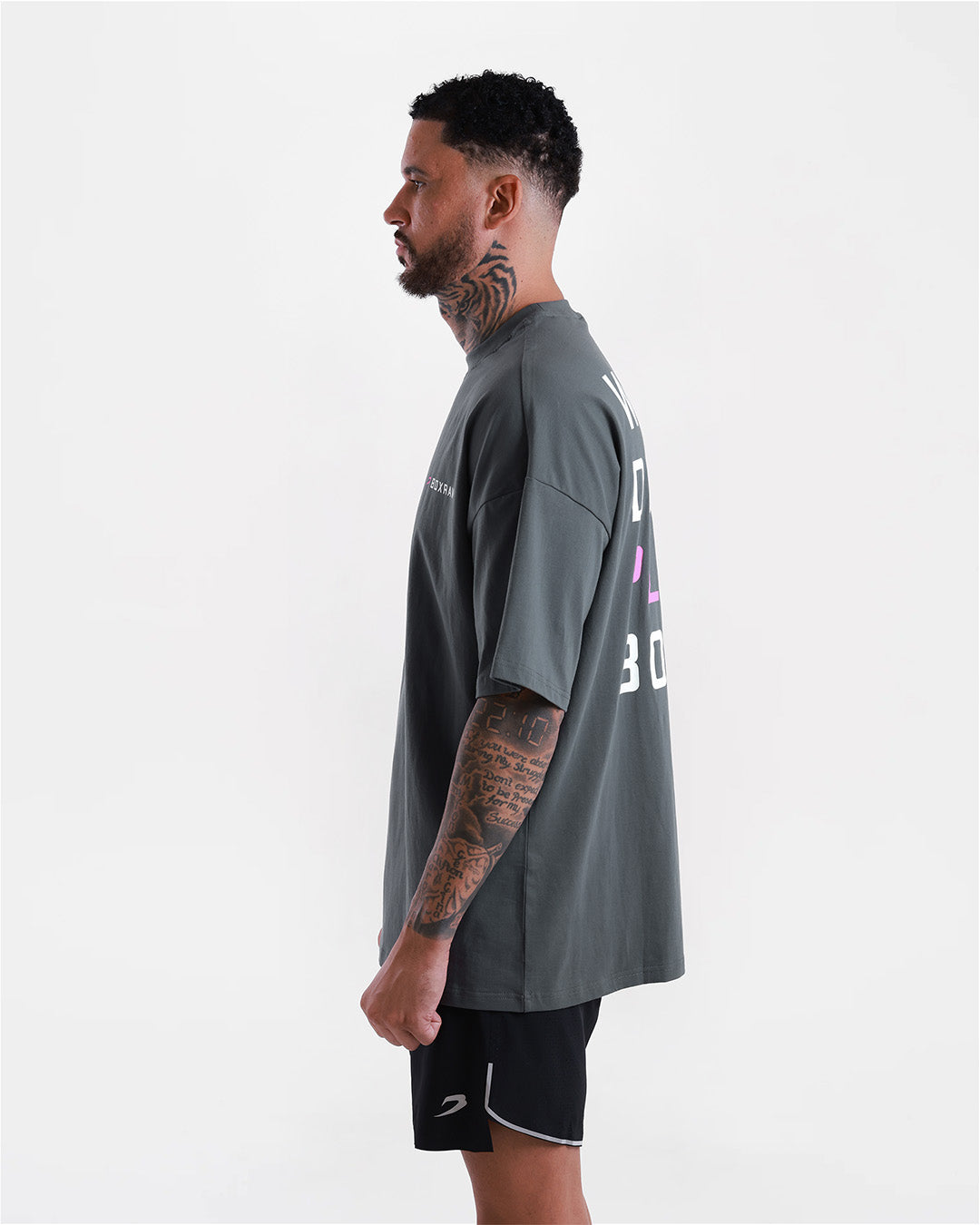 We Don't Play Boxing Oversized T-Shirt - Grey/Pink