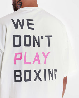 We Don't Play Boxing Oversized T-Shirt - White/Pink