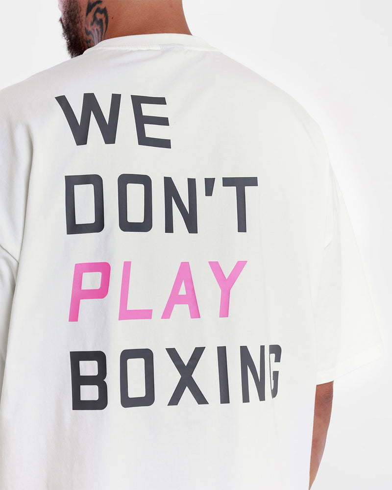 We Don't Play Boxing Oversized T-Shirt - White/Pink