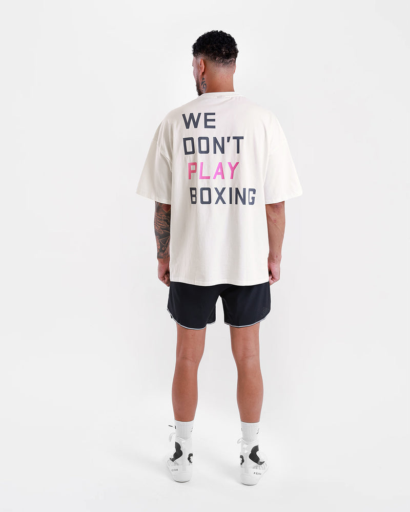 We Don't Play Boxing Oversized T-Shirt - White/Pink
