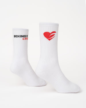 Boxing Is Love Crew Socks (3 Pairs) - White