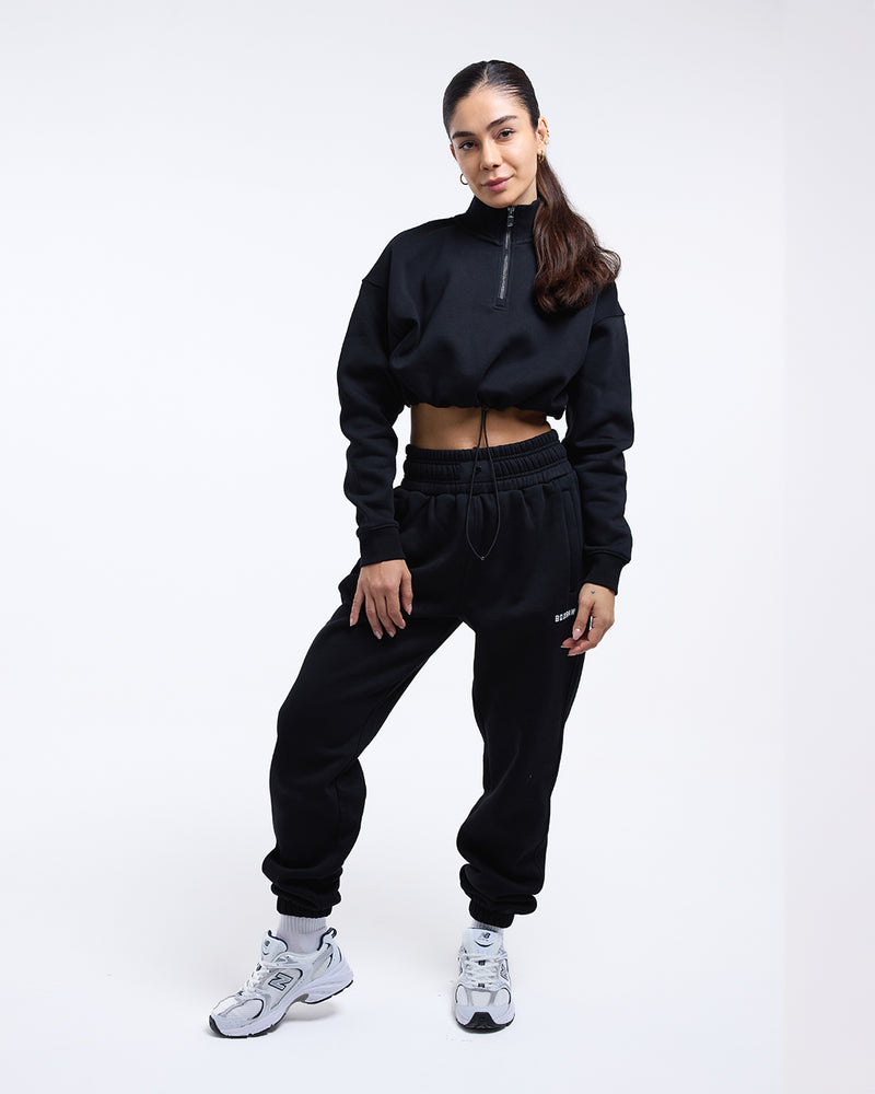 Johnson Cropped 1/4 Zip - Black