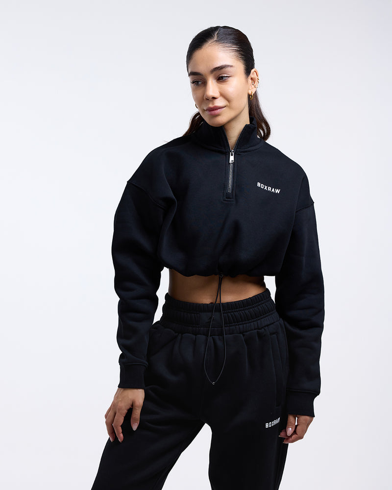 Johnson Cropped 1/4 Zip - Black