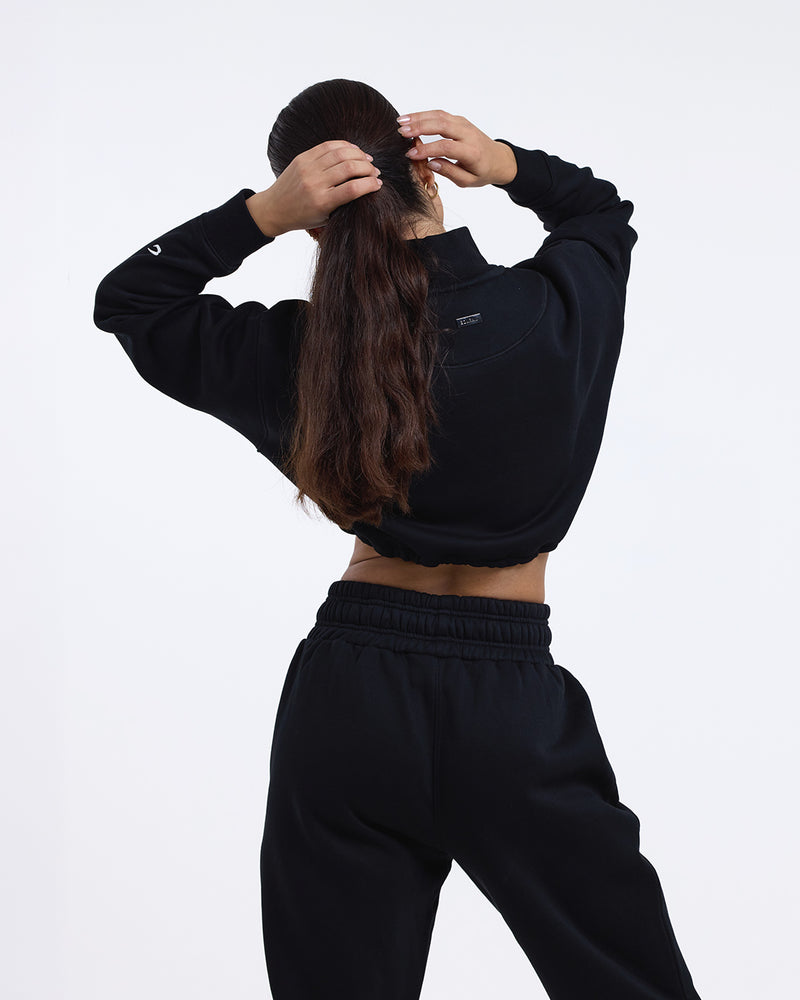 Johnson Cropped 1/4 Zip - Black