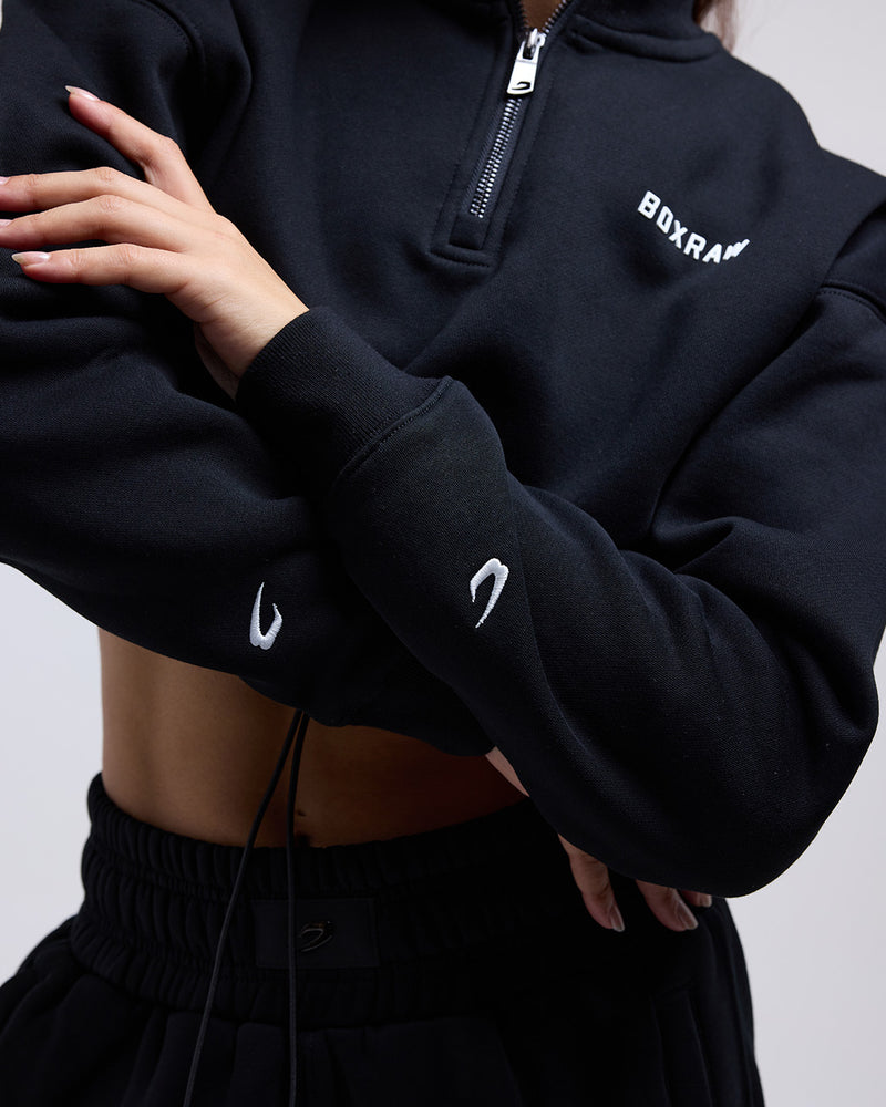 Johnson Cropped 1/4 Zip - Black