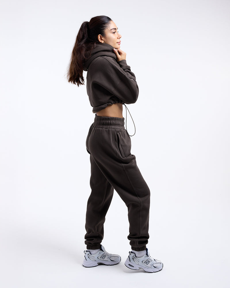 Johnson Cropped Hoodie - Brown