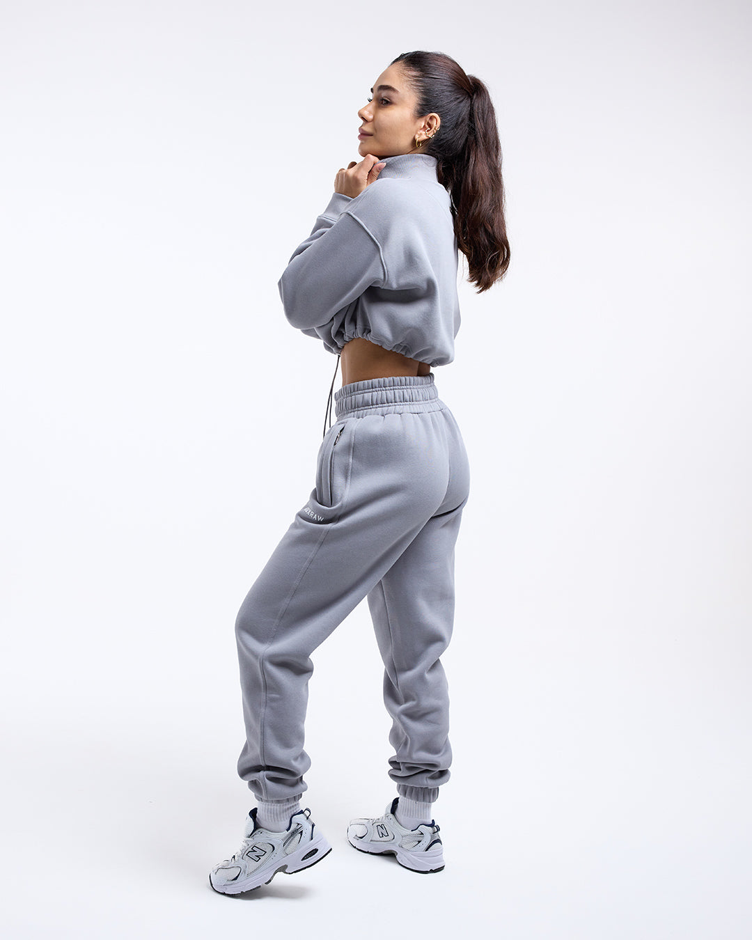 Women's Johnson Cropped 1/4 Zip - Grey | BOXRAW