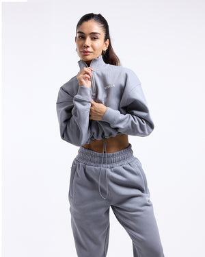 Johnson Cropped 1/4 Zip - Grey