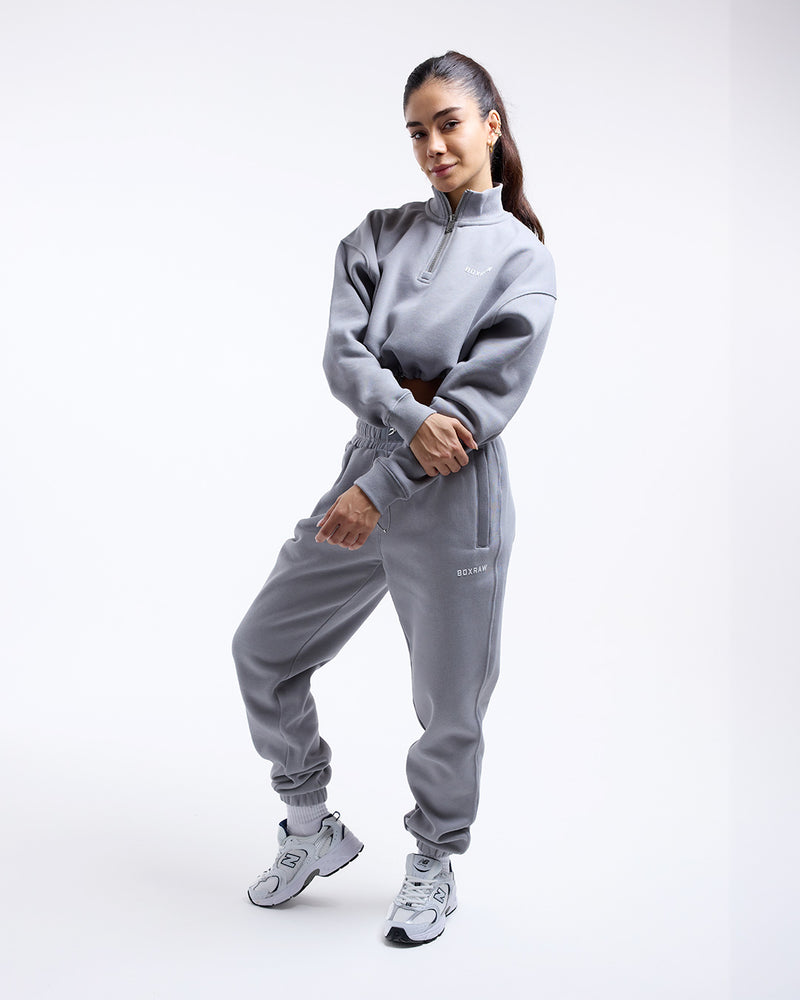 Johnson Cropped 1/4 Zip - Grey