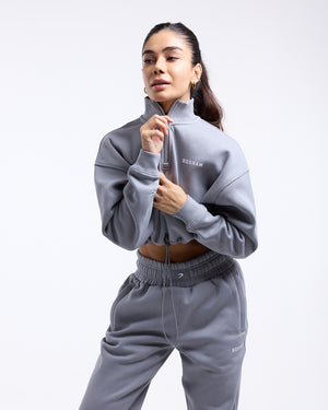 Johnson Cropped 1/4 Zip - Grey