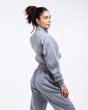 Johnson Cropped 1/4 Zip - Grey