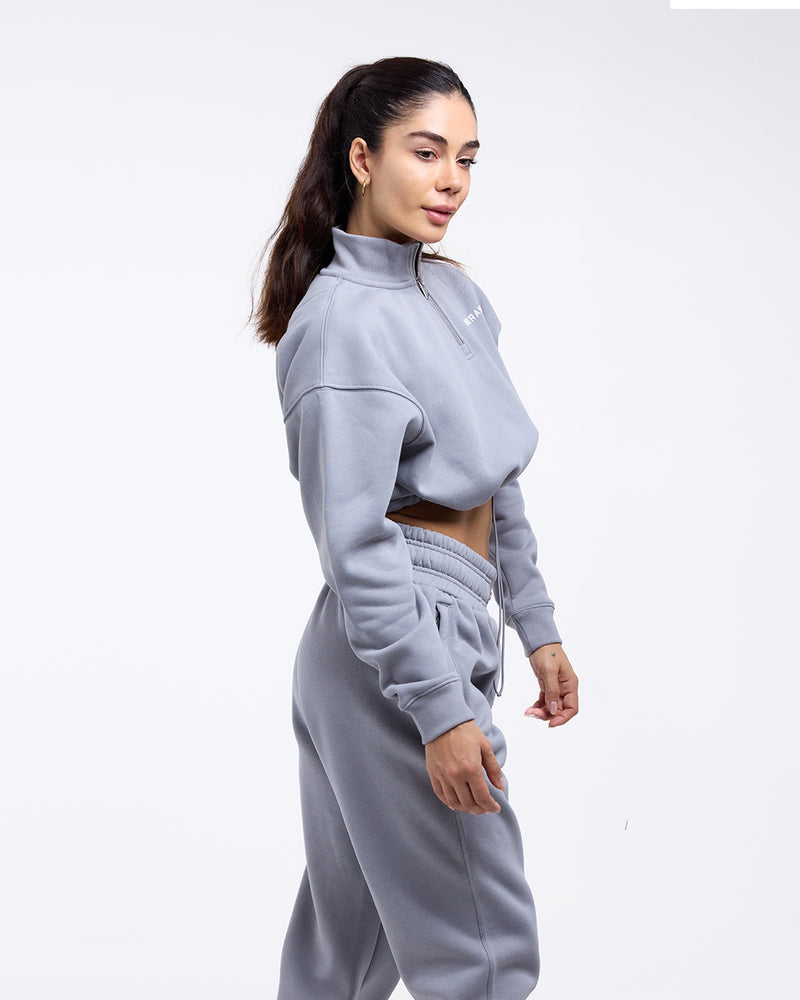 Johnson Cropped 1/4 Zip - Grey