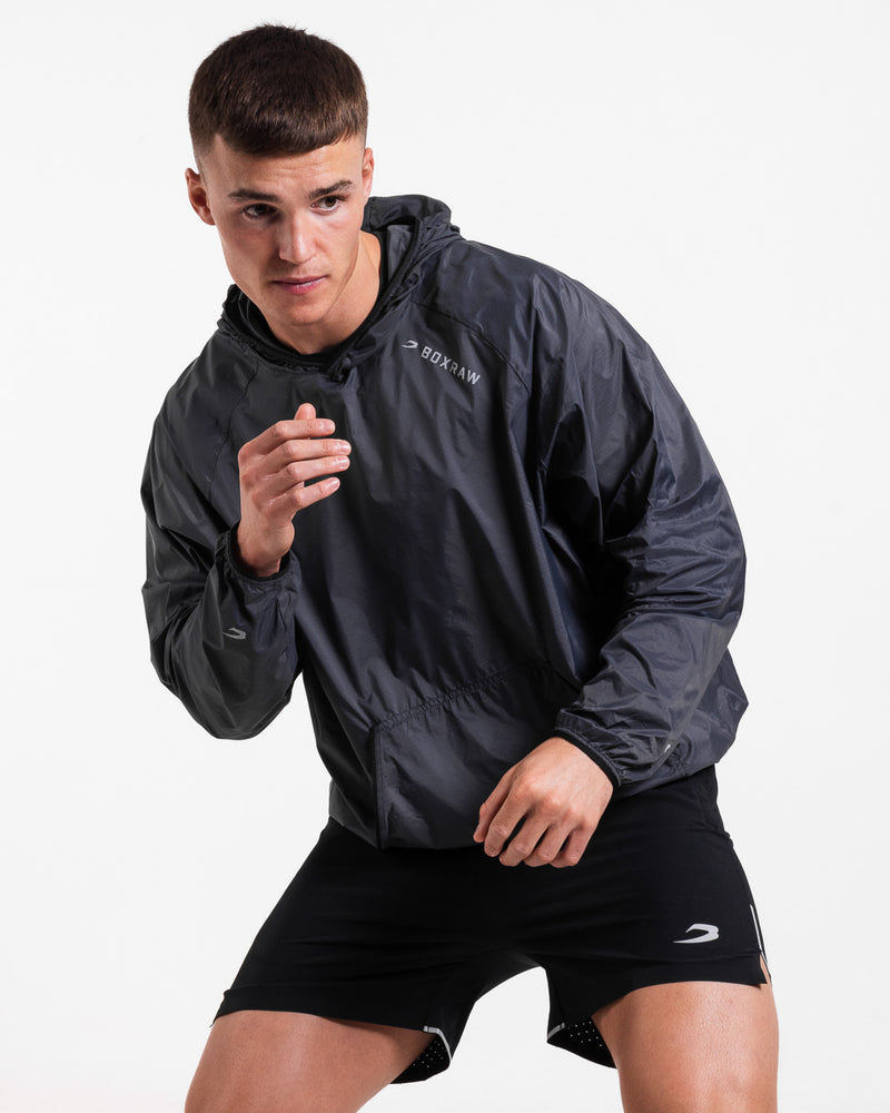 Genaro Oversized Windbreaker Hoodie - Charcoal