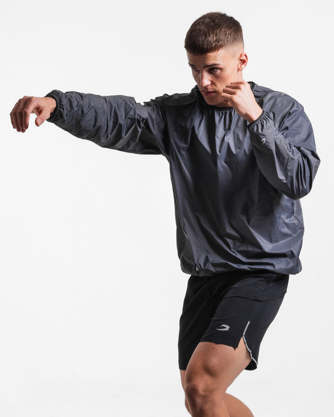 Genaro Oversized Windbreaker Crew - Charcoal | BOXRAW
