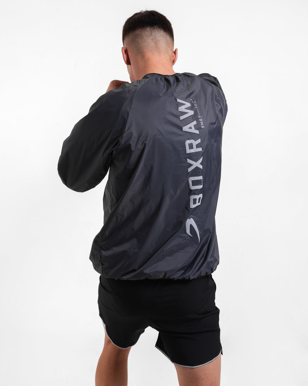 Genaro Oversized Windbreaker Crew - Charcoal | BOXRAW