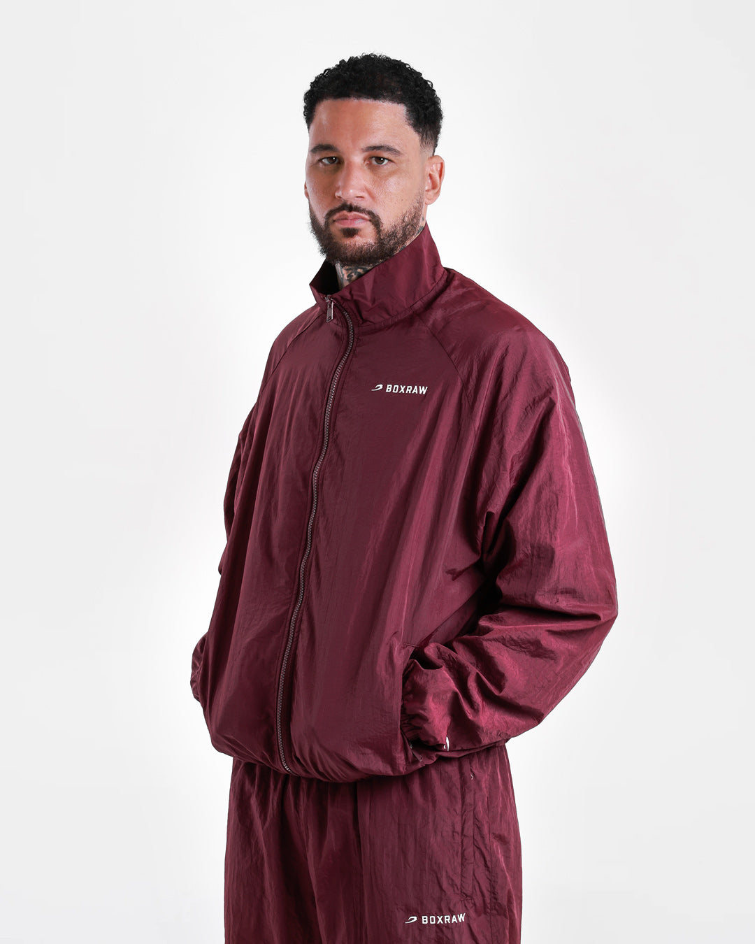 Saxton Track Jacket - Burgundy | BOXRAW