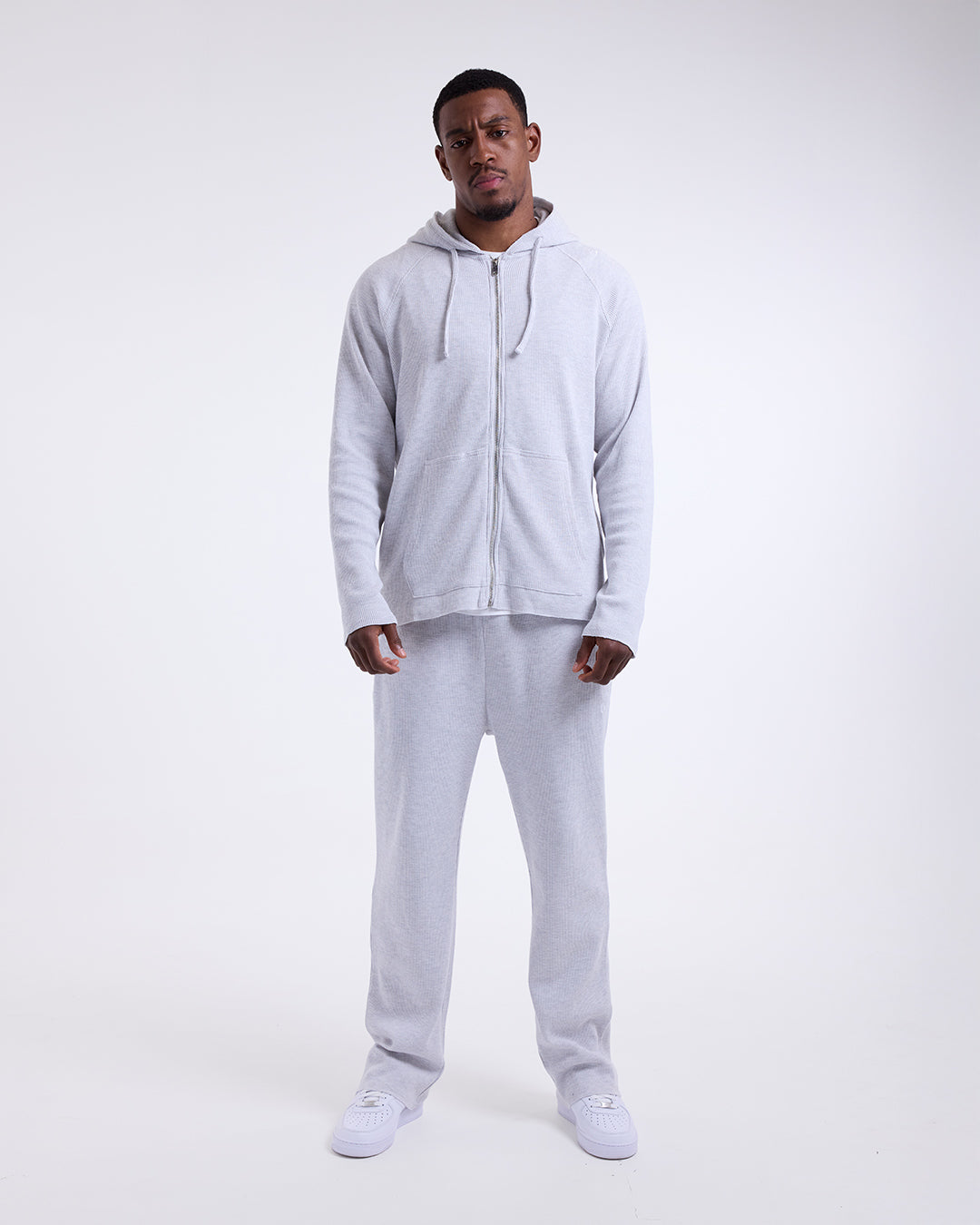 Tunero Waffle Zip Hoodie - Grey | BOXRAW