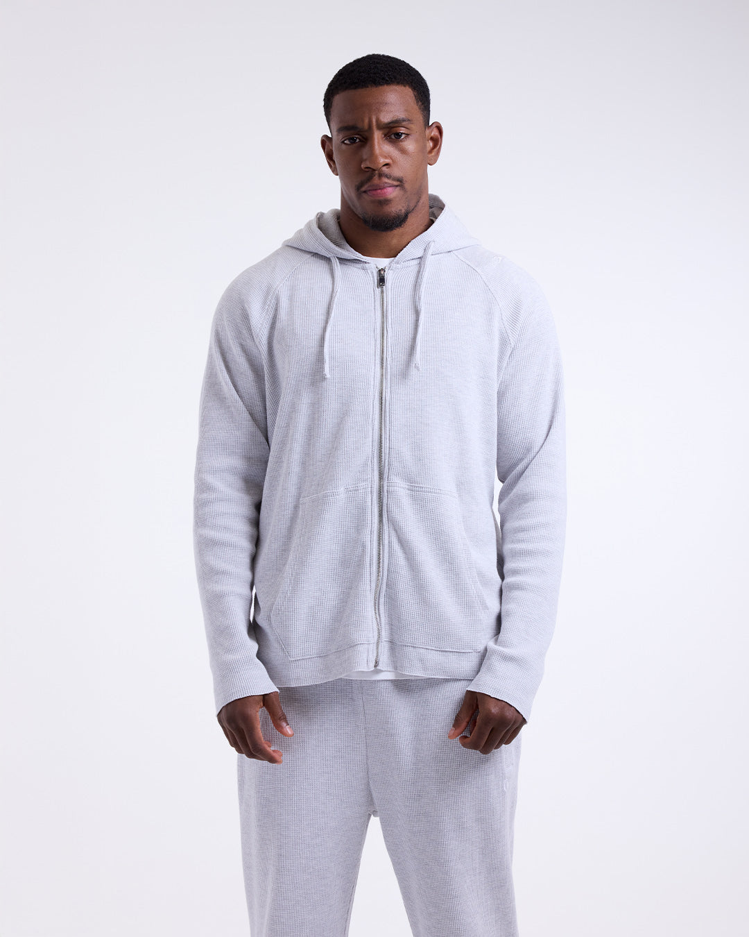Tunero Waffle Zip Hoodie - Grey | BOXRAW