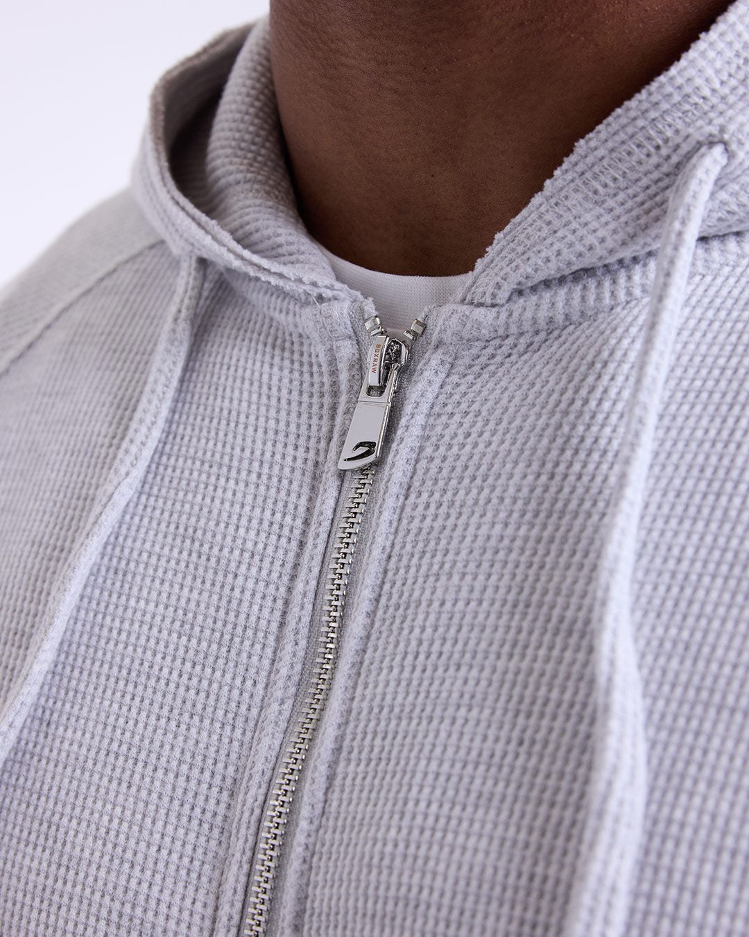 常*ー様 THERMAL ZIP UP HOODIE GRAY Tunero Waffle Zip Hoodie - Grey | BOXRAW