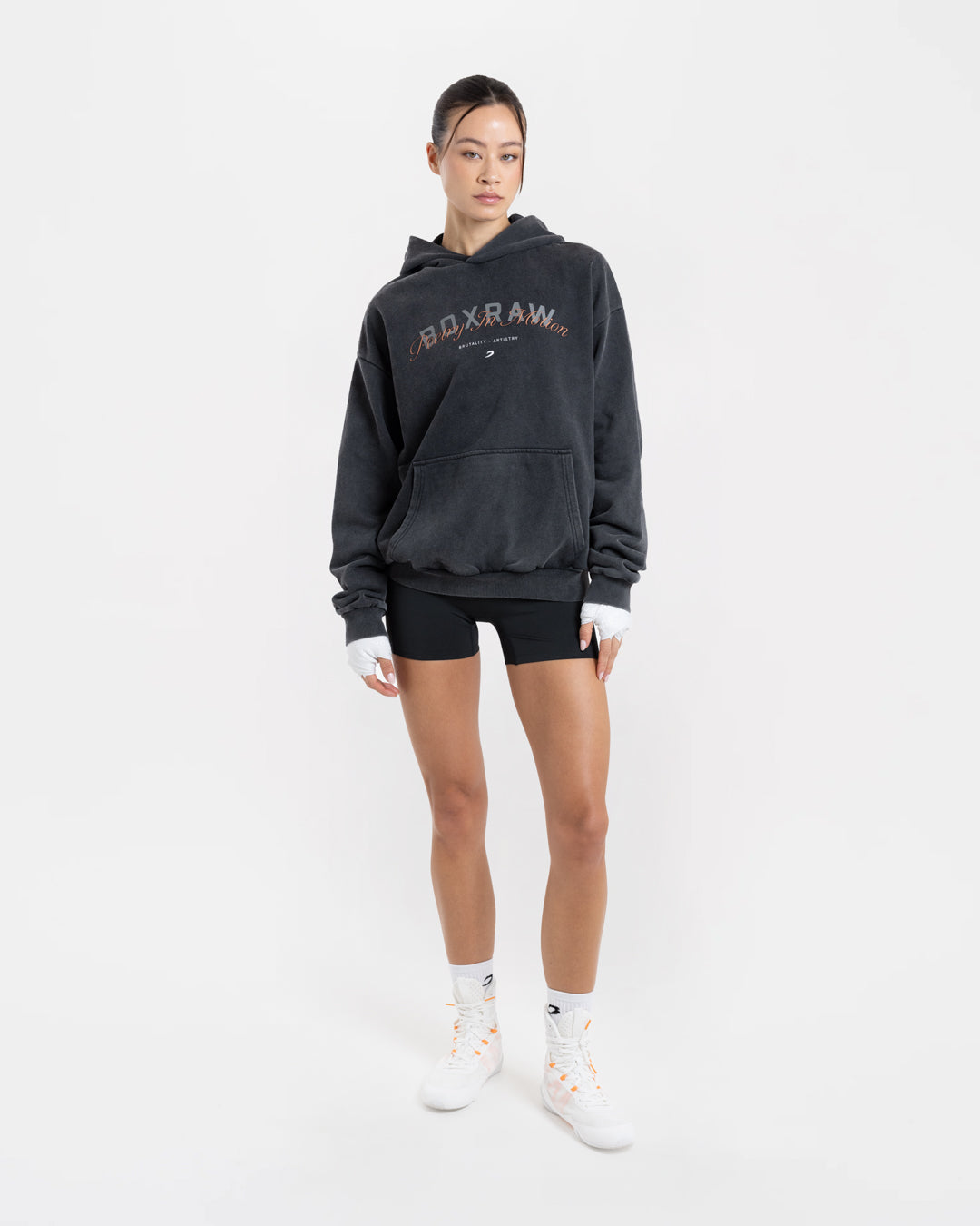 Poetry In Motion Oversized Hoodie - Washed Black