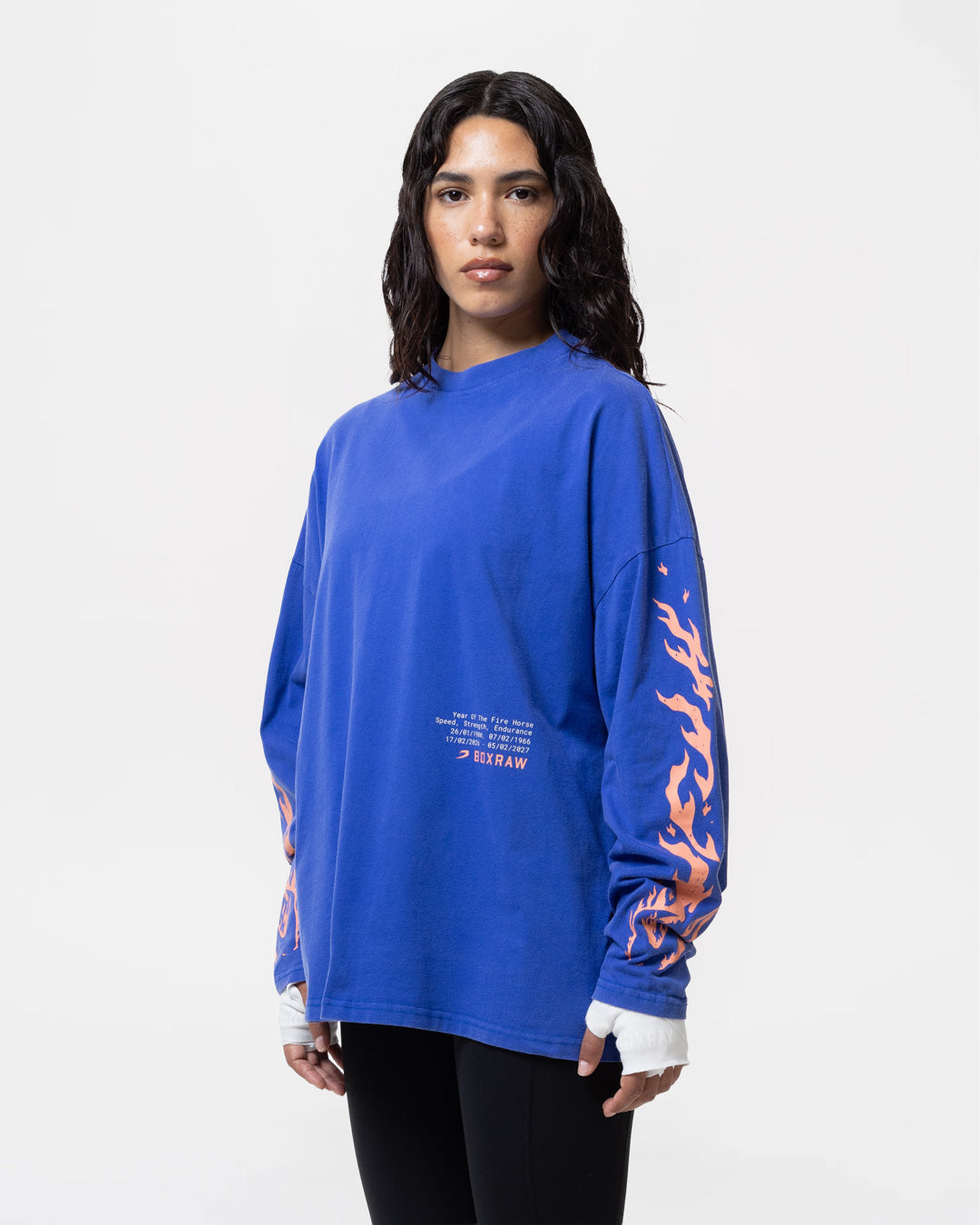 Sparring Club Fire Horse Long Sleeve T-Shirt - Washed Blue