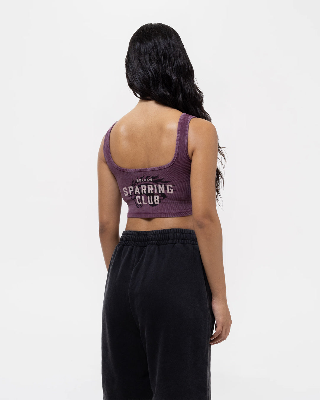 Sparring Club Fire Horse Ribbed Sports Bra - Washed Fig