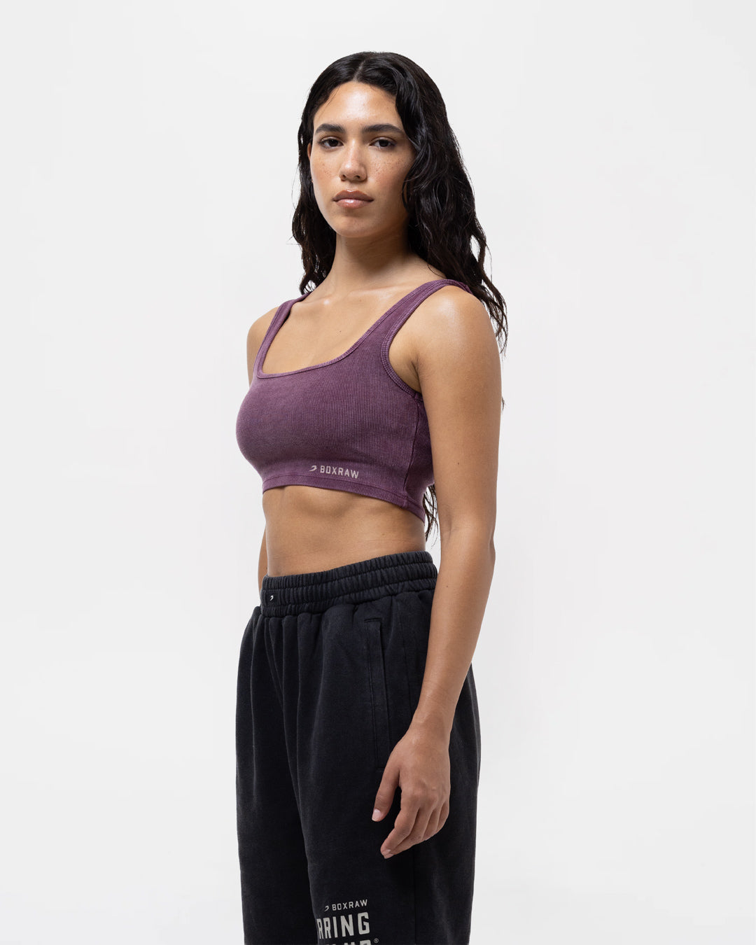Sparring Club Fire Horse Ribbed Sports Bra - Washed Fig