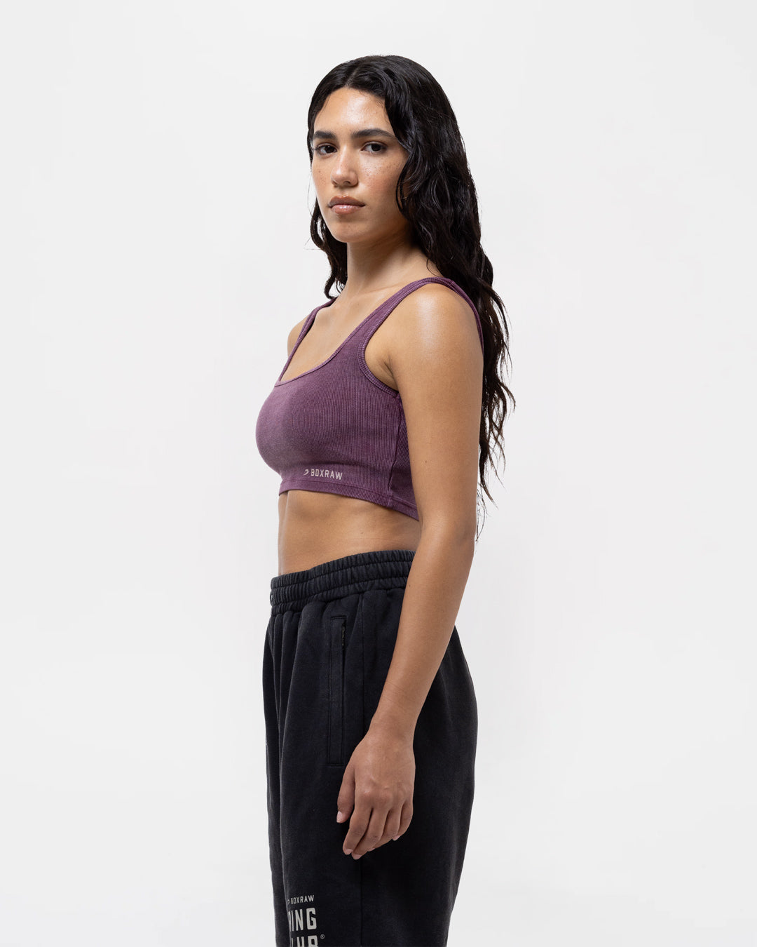 Sparring Club Fire Horse Ribbed Sports Bra - Washed Fig