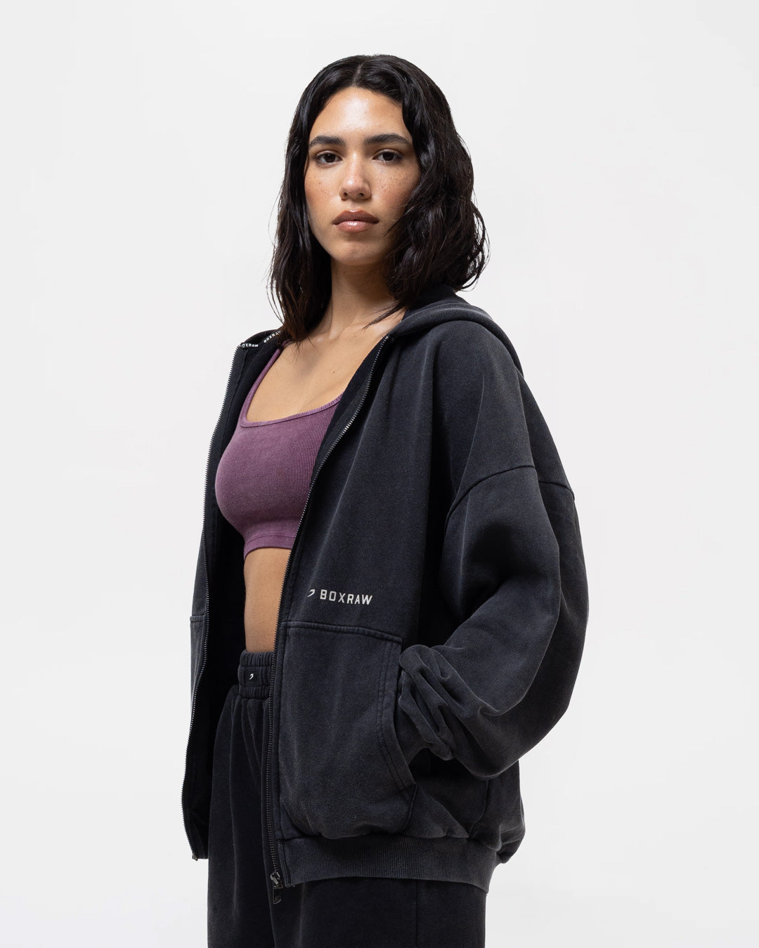 Sparring Club Fire Horse Ribbed Sports Bra - Washed Fig