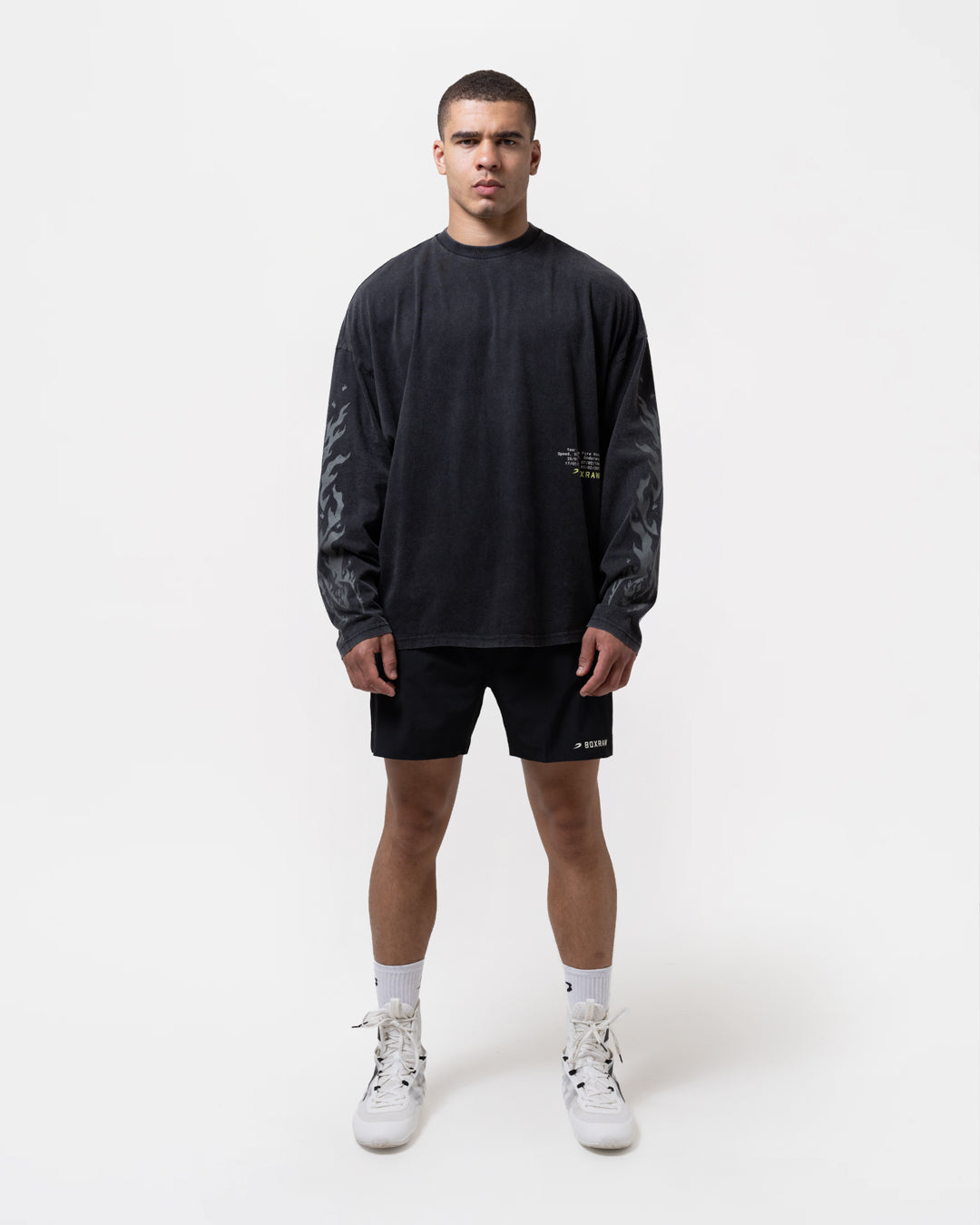 Sparring Club Fire Horse Oversized Long Sleeve T-Shirt - Washed Black