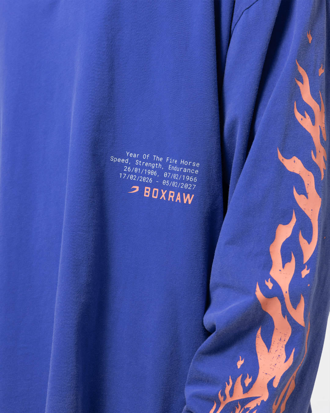 Sparring Club Fire Horse Oversized Long Sleeve T-Shirt - Washed Blue