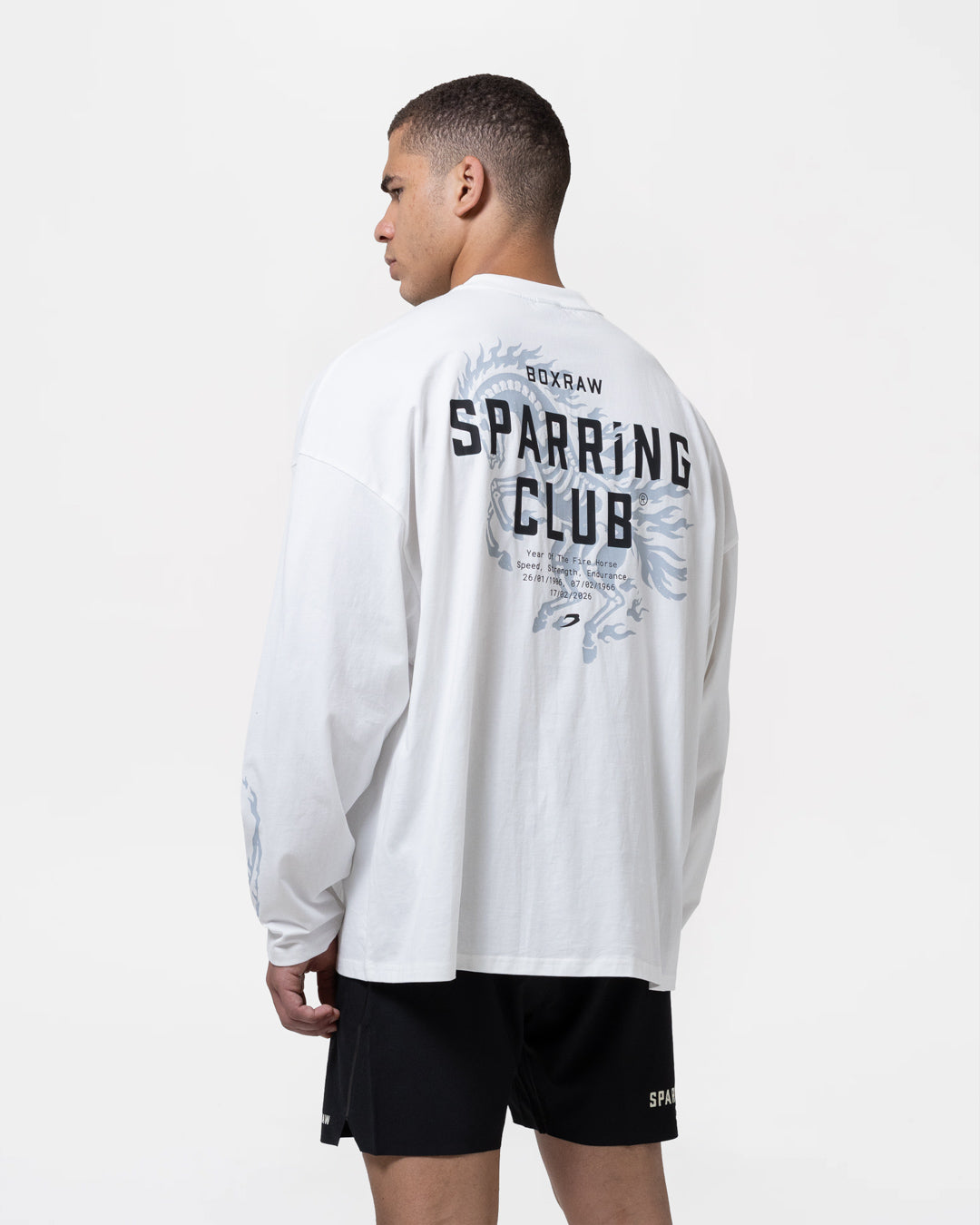 Sparring Club Fire Horse Oversized Long Sleeve T-Shirt - Washed Ivory