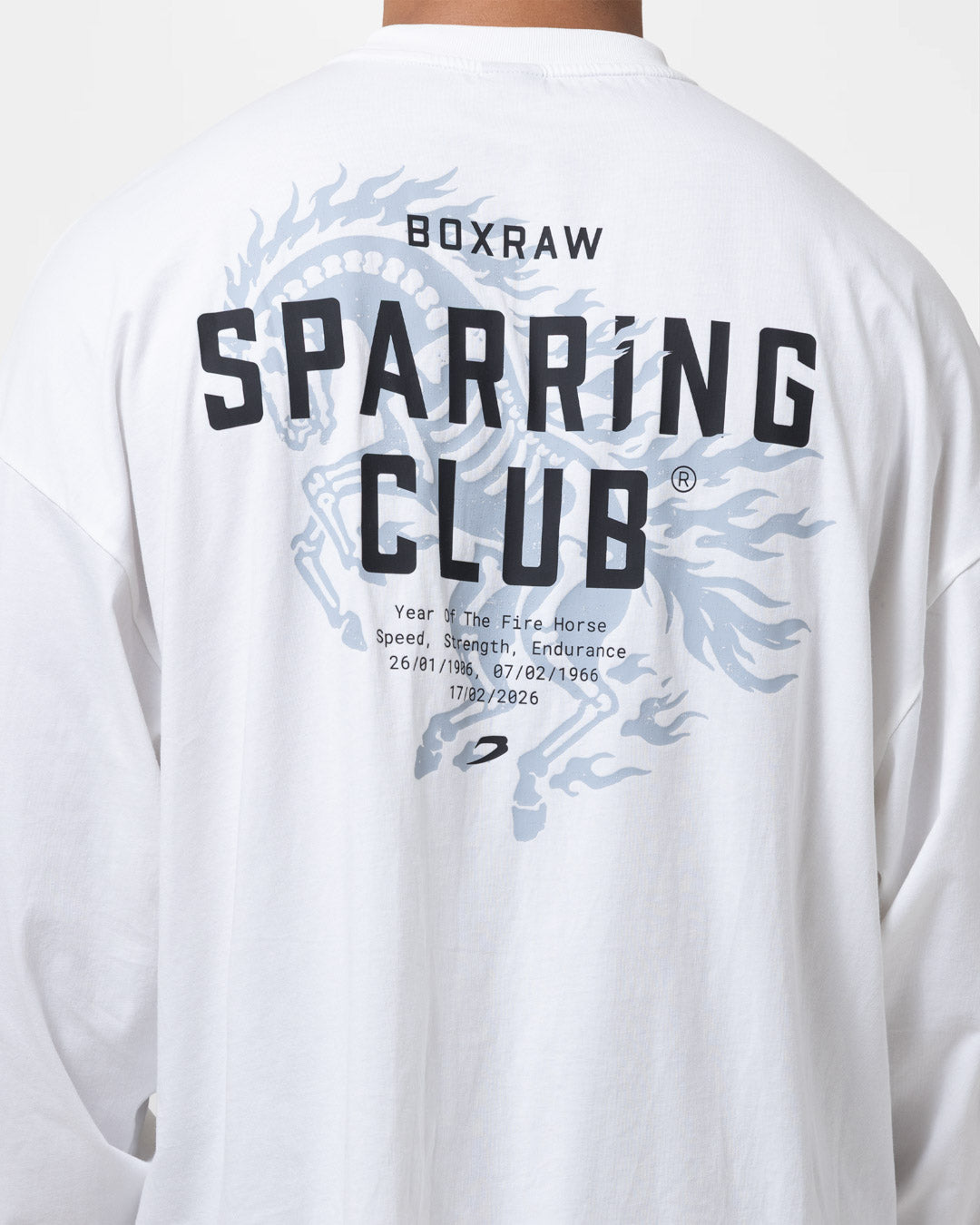 Sparring Club Fire Horse Oversized Long Sleeve T-Shirt - Washed Ivory