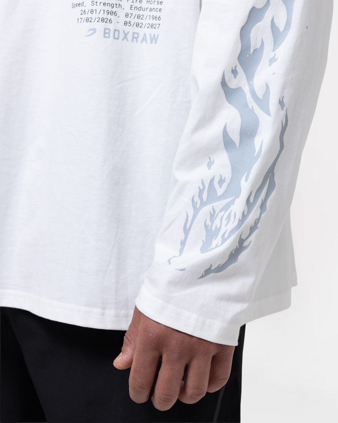 Sparring Club Fire Horse Oversized Long Sleeve T-Shirt - Washed Ivory