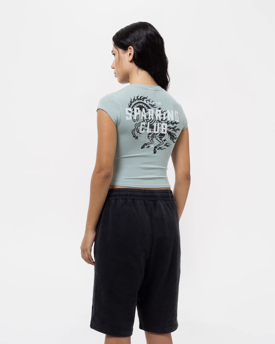 Sparring Club Fire Horse Ribbed Cap T-Shirt - Washed Sage