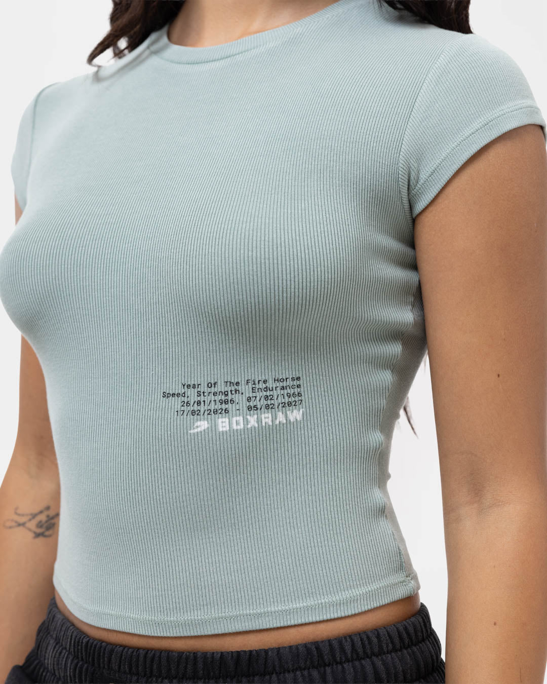 Sparring Club Fire Horse Ribbed Cap T-Shirt - Washed Sage