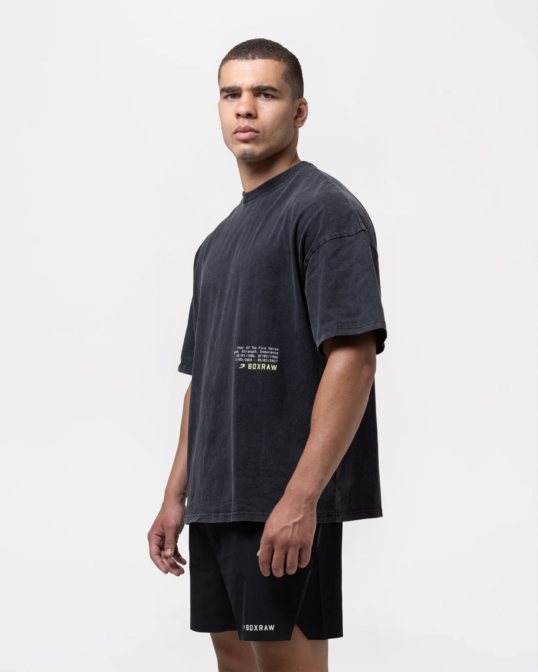 Sparring Club Fire Horse Oversized T-Shirt - Washed Black
