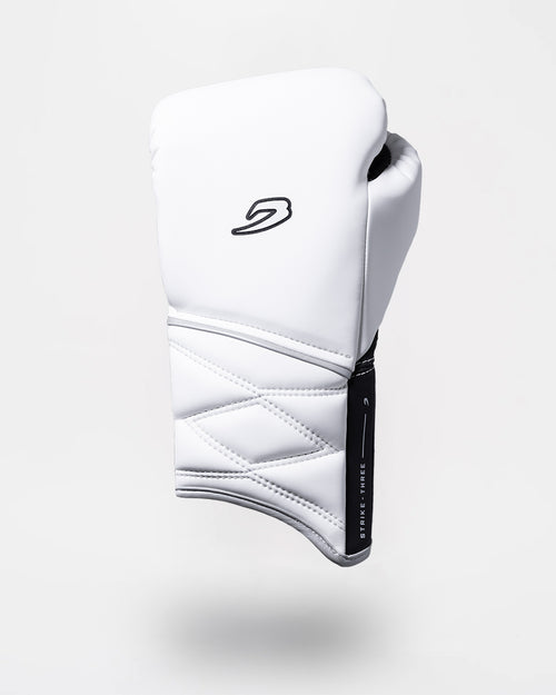 Strike-Three Lace Boxing Gloves - White/Black