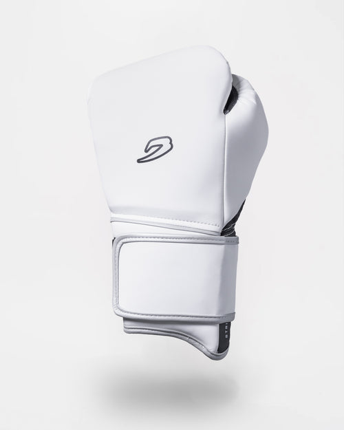 Strike-Three Twin Strap Boxing Gloves - White/Black