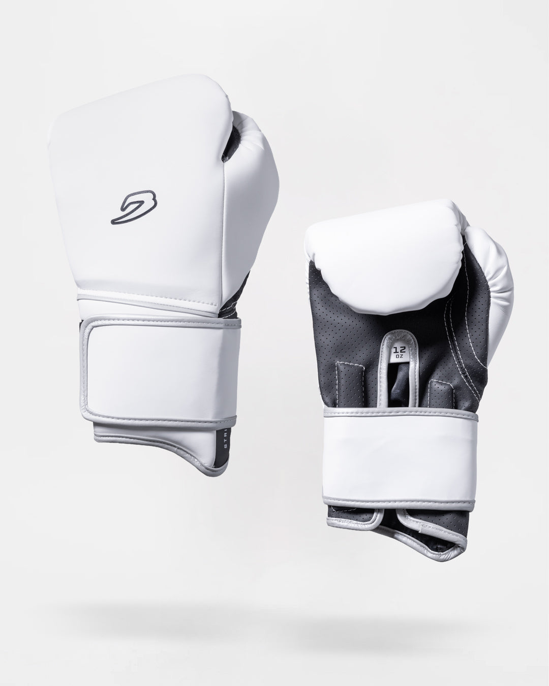Strike-Three Twin Strap Boxing Gloves - White/Black